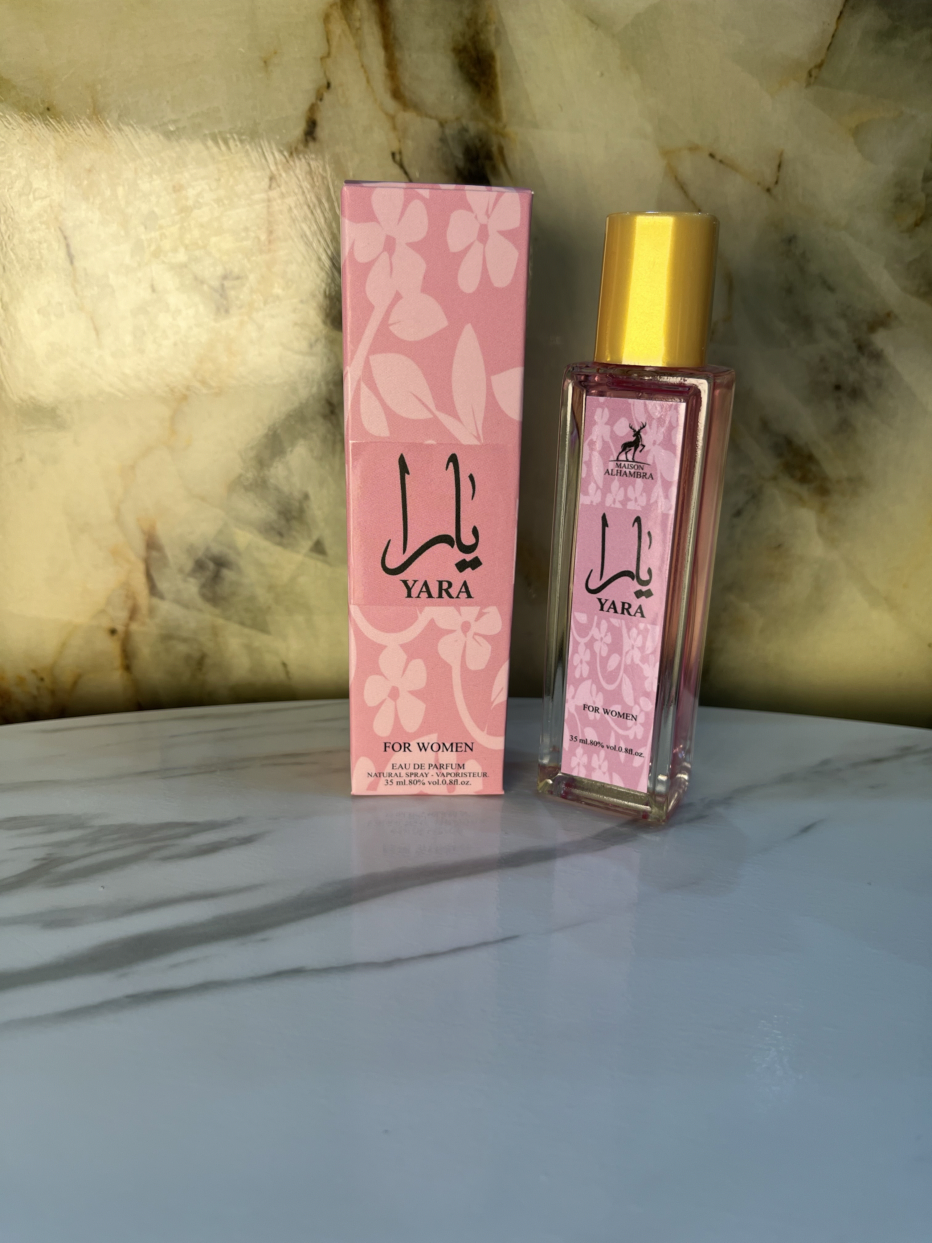 ادکلن زنانه یارا صورتی 35 میل الحمبرا
